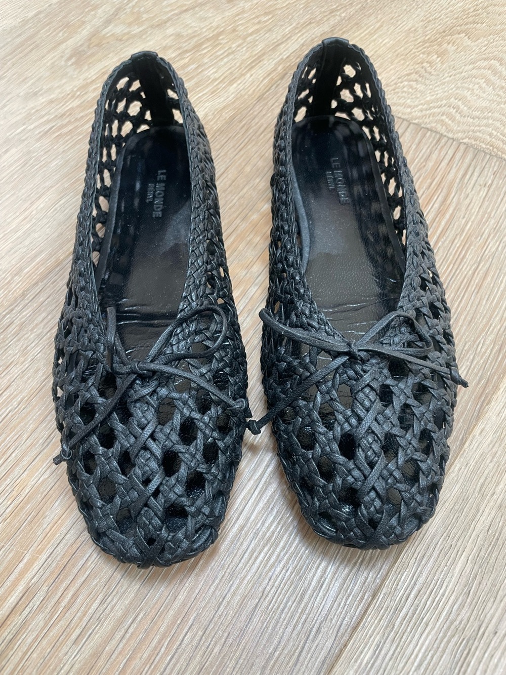 Le Monde Beryl Black Woven Ballet Flats size 37